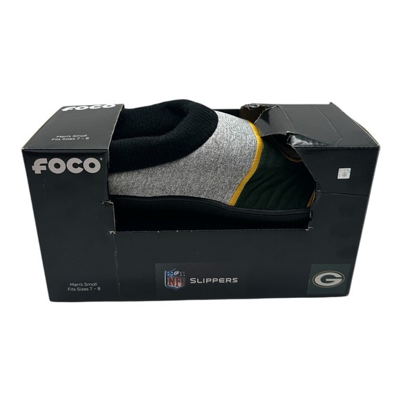 FOCO NFL Green Bay Packers Team Slippers Mens Size Small 7-8 Slip on House Shoes - Picture 1 of 3
